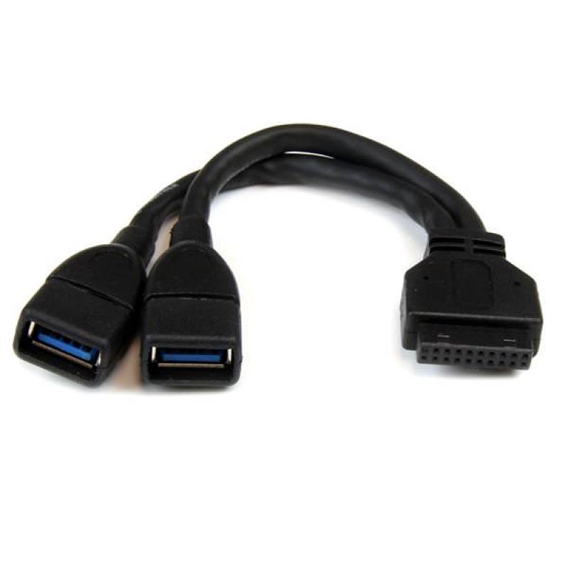 STARTECH CABLE 15CM ADAPTADOR 2 PUERTOS USB 3.0 A - Imagen 1