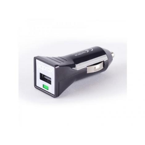 CARGADOR USB APPROX COCHE NEGRO - Imagen 1