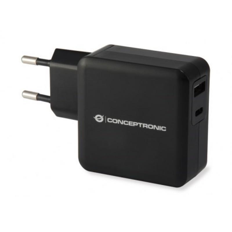 CARGADOR CONCEPTRONIC USB - USB-C 30W NEGRO - Imagen 1