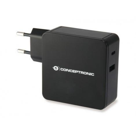 CARGADOR CONCEPTRONIC USB - USB-C 60W NEGRO - Imagen 1