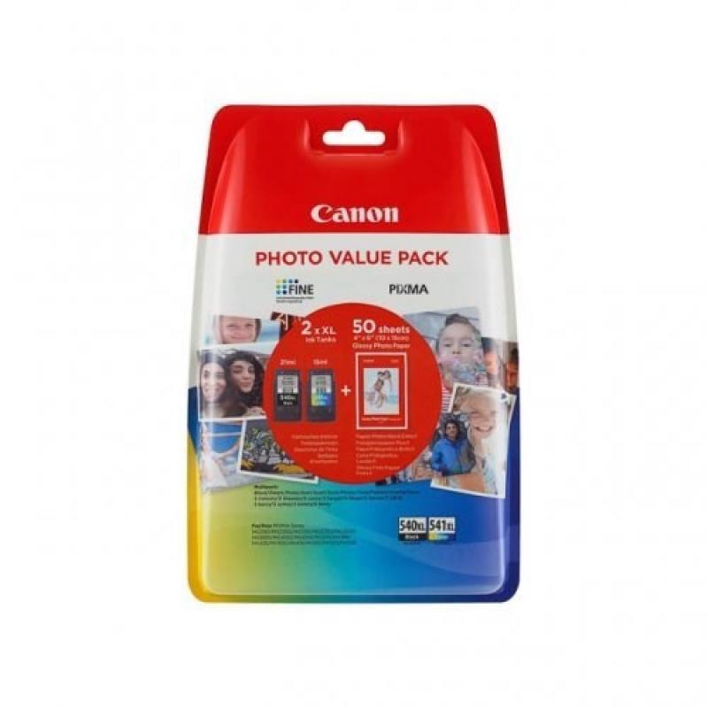 CARTUCHO CANON PG-540XL Y 541XL + PAPEL - Imagen 1