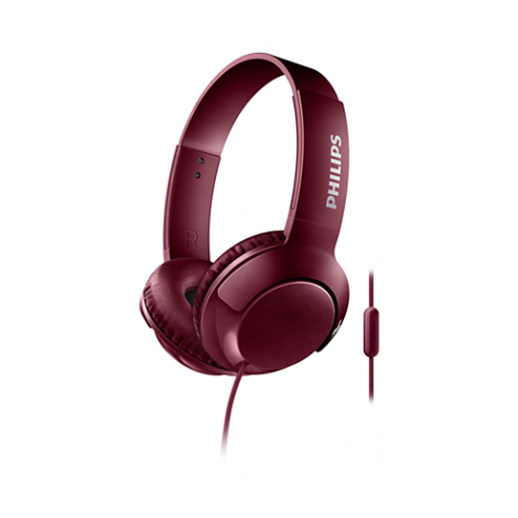 AURICULAR PHILIPS DIADEMA BASS+ CON MICRO ROJO - Imagen 1