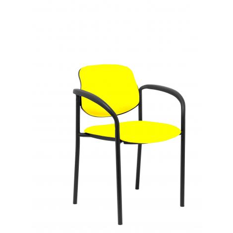 SILLA FIJA VILLALGORDO SIMILPIEL AMARILLO CHASIS - Imagen 1