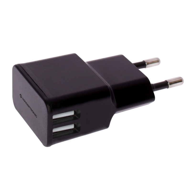 CARGADOR 5V 2XUSB POWER2GO PARED 2A NEGRO - Imagen 1