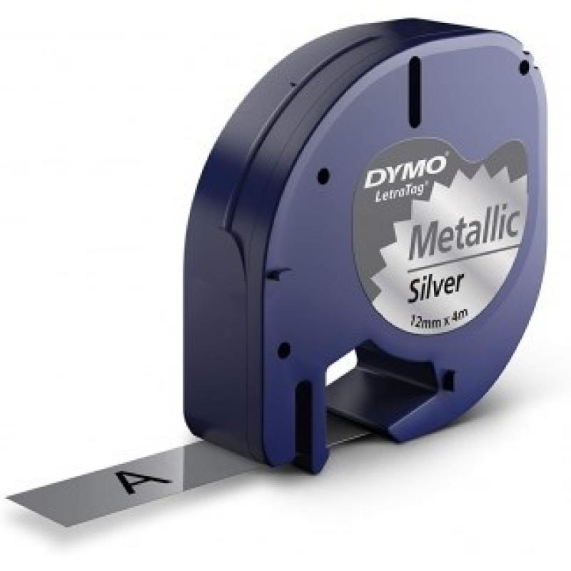 CINTA DYMO 9120912MMX4M PLASTICO PLATA LETRATAG - Imagen 1