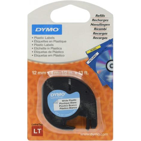 CINTA DYMO 91201 12MMX4M PLASTICO BLANCA LETRAGRAF - Imagen 1