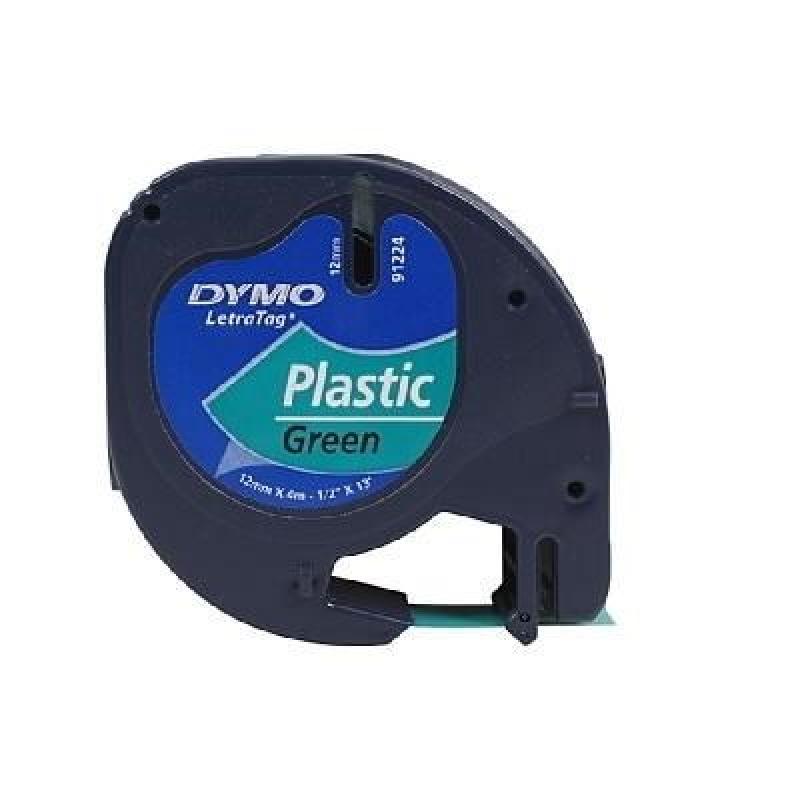 CINTA DYMO 91204 12MMX4M PLASTICO VERDE LETRAGRAF - Imagen 1