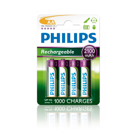 PILAS PHILIPS RECARGABLE R-6 2100MAH PACK 4 - Imagen 1