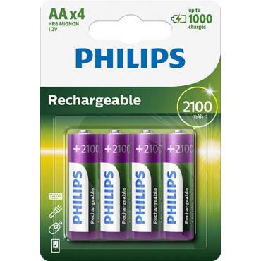 PILAS PHILIPS RECARGABLE R-6 2100MAH PACK 4 - Imagen 3