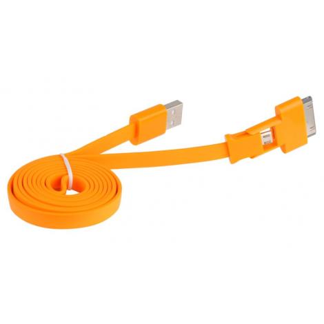 CABLE 3GO USB A MICRO USB Y APPLE 30 PIN PLANO NAR - Imagen 1